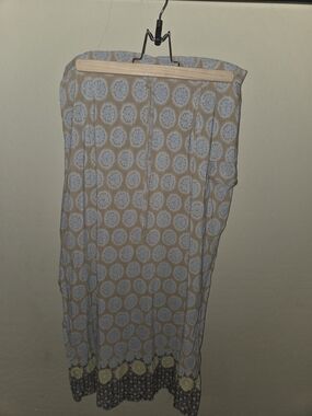 Oilily Beige and Light Blue Circular Print Maxi Skirt